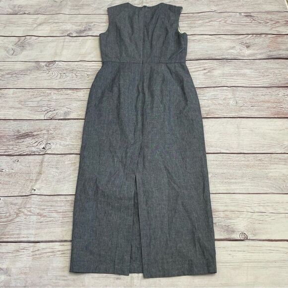 Apiece Apart Tailored Back Slit Sheath Sleeveless Midi Dress Chambray Size 8 - Picture 3 of 10